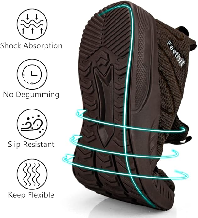 Feethit Mens Non Slip Walking Sneakers Lightweight Breathable Slip on Running Shoes Athletic Gym Tennis Shoes for Men