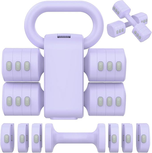 2-in-1 Adjustable Dumbbells Set, 4 Levels Weight Dumbbells Set for Women Men, Each 2.2/3.3/4.4/5.5lb Hand Weights with Kettlebell Form for Home Gym Exercise Training