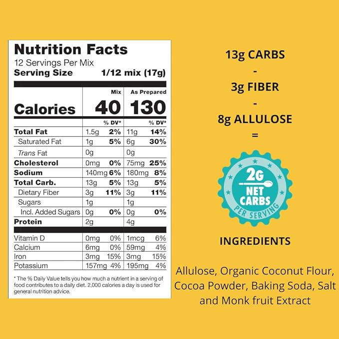 Good Dees Low Carb Baking Mix, Devil's Food Cake Baking Mix, Keto Baking Mix, No Sugar Added, Gluten Free, Grain-Free, Soy-Free, Diabetic, Atkins & WW Friendly (2g Net Carbs, 12 Serving) (Devils-Food)