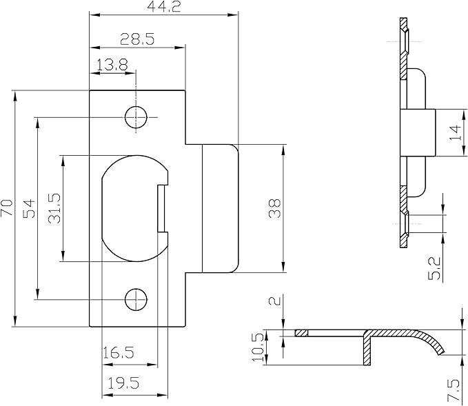 Heavy Duty Replacement Strike Plate T Lip Radius Corner for Knob or Lever Door Lock in Satin Nickel Finish 2 PCS