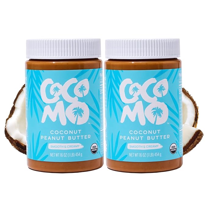 Cocomo Coconut Peanut Butter, Organic Peanut Butter, Natural, Gluten Free, Vegan, No Seed Oils, High Protein, Smooth and Creamy Spread, 16oz, 2 Pack