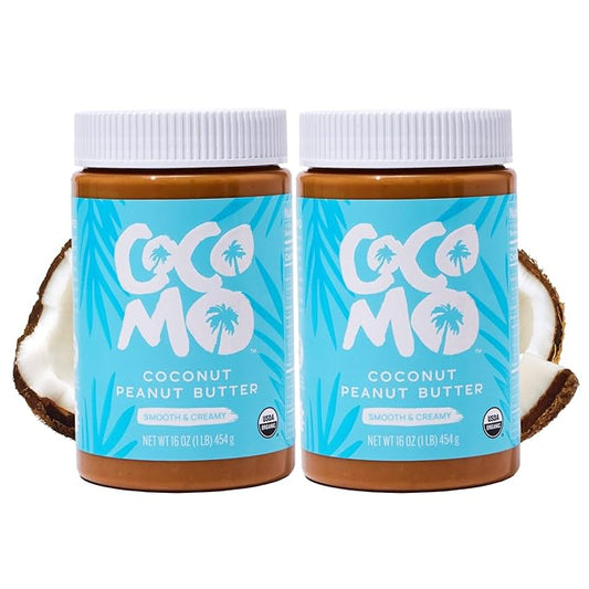 Cocomo Coconut Peanut Butter, Organic Peanut Butter, Natural, Gluten Free, Vegan, No Seed Oils, High Protein, Smooth and Creamy Spread, 16oz, 2 Pack
