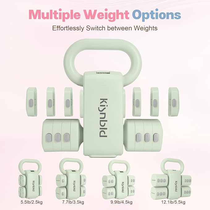 Adjustable Dumbbell Set of 2, 4 in 1 Free Weights Dumbbells Set for Women with Fast Adjustment, Each 2lb 3lb 4lb 5lb Hand Weights Set for Home Gym & Outdoor Exercise Training