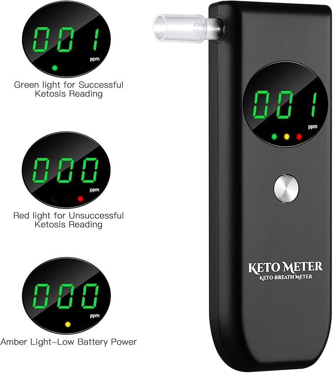 Professional Ketone Breath Analyzer Portable Breath Ketosis Meter for Ketosis Testing - High Precision Ketone Breath Tester with 10 Mouthpieces for Tracking Your Ketones