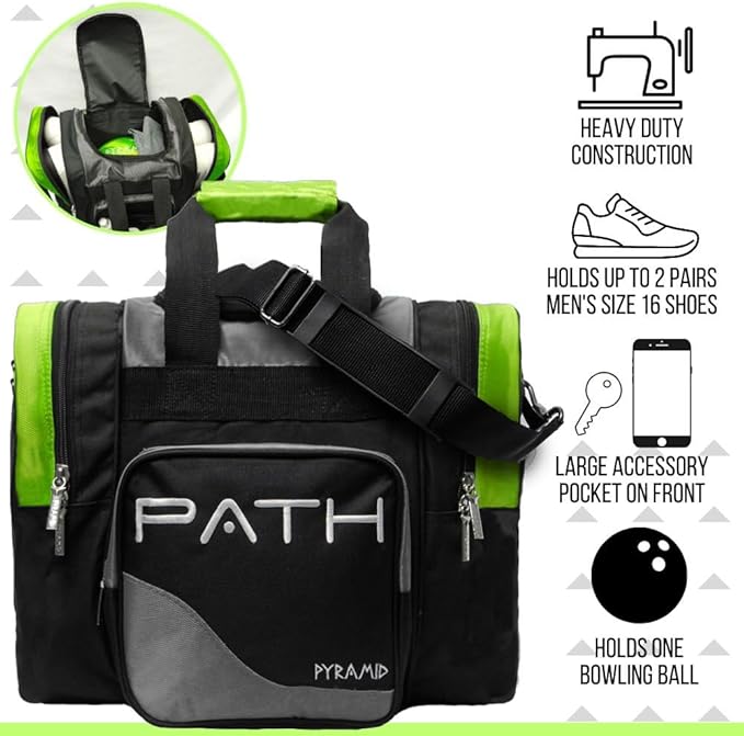 Pyramid Path Pro Deluxe Single Bowling Ball Tote - Holds One Ball, One Pair Shoes Up to Mens 15