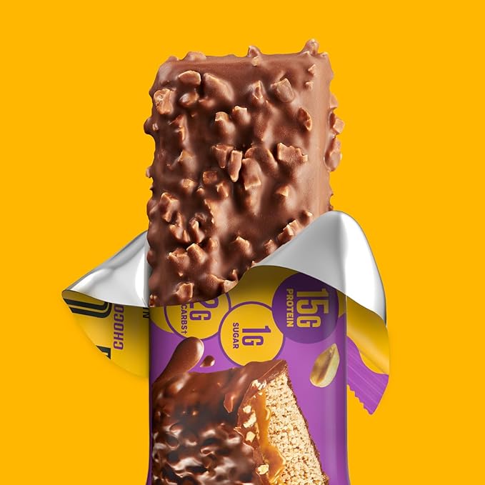 FULFIL Protein Snack Bars, Chocolate Peanut Caramel Flavored, Gluten Free with 15g Protein, Pantry Staples, 12 Count
