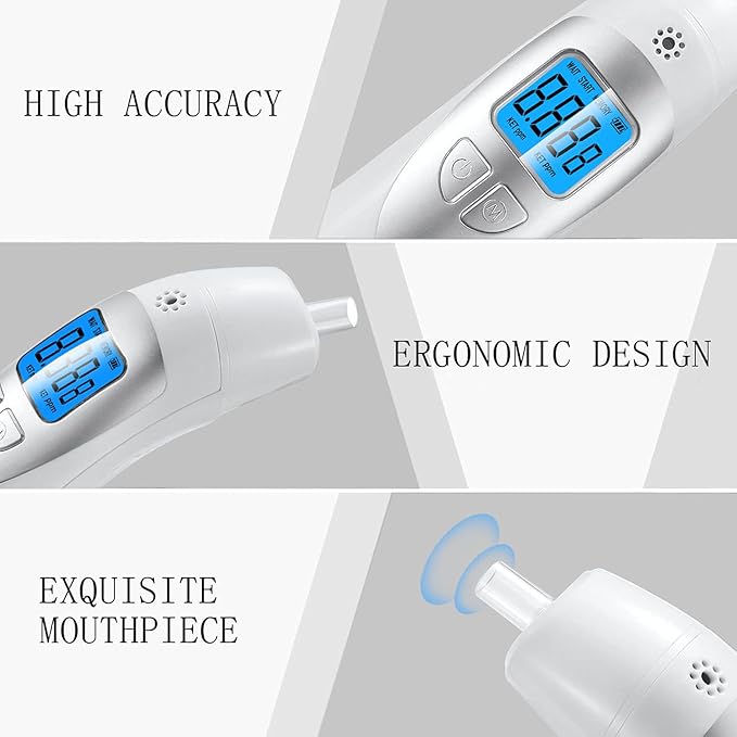 Ketosis Meter Portable Ketosis Breath Tester for Testing Ketosis - Home Ketone Breath Analyzer Professional Ketone Breath Meter - Accurately Monitor Ketonsis in Your Breath with 10 Mouthpieces
