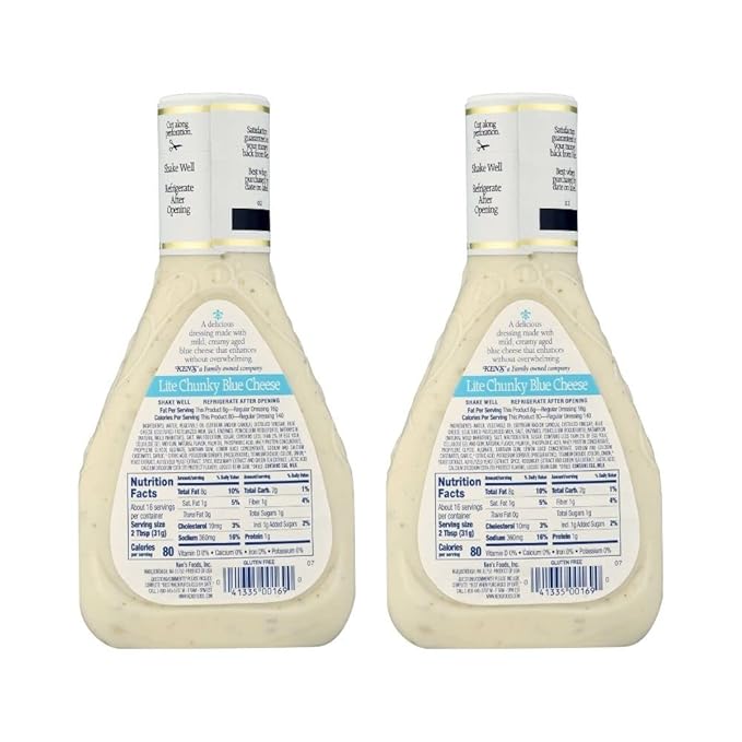 Ken's Steak House Lite Chunky Blue Cheese Dressing (16 Fl Oz, Pack of 2)