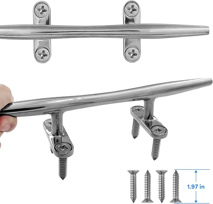 8/10/12/15 inch Dock Cleats - 316 Stainless Steel Boat Cleats Boat Dock Cleats,Open Base Dock Cleat with Fasteners,Marine Cleat Rope Cleat Boat Cleat for Boat/Deck/Nautical Decor(1,2,4,6 Pack)