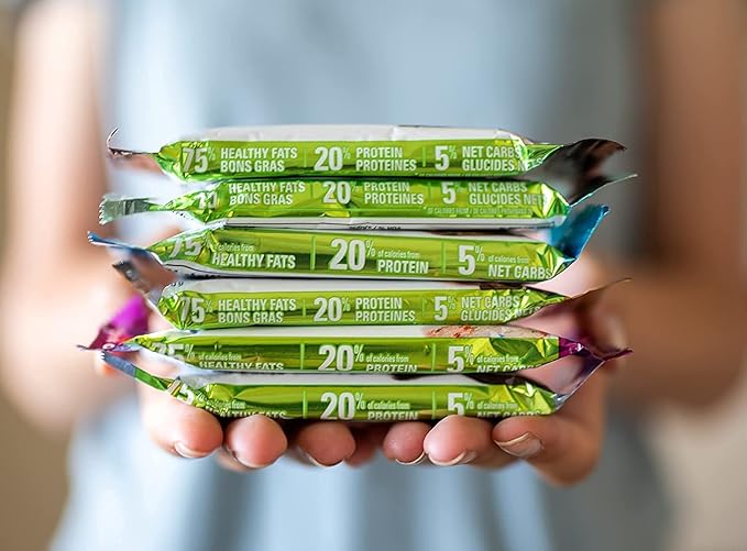 No Sugar Keto Bar Snack - Low Carb No Sugar Keto Snack Food with Keto Friendly Macros (24 x 1.41oz Bars, Peanut Butter)