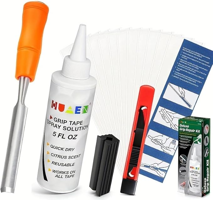 Golf Grips Kit with Golf Grip Tapes Remover Tool, 13 Golf Grip Tape,Golf Grip Solvent, Rubber Vise Clamp and Hook Knife for Regripping Golf Club Grips, Golf Club Regripping Kit