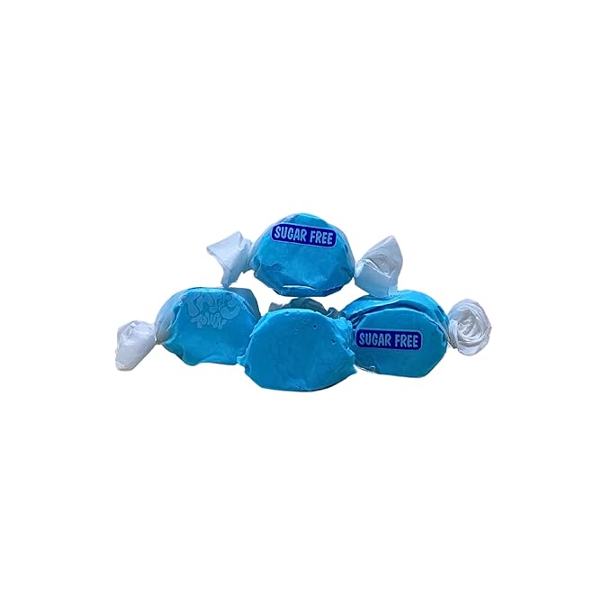 Sugar Free Blue Raspberry Salt Water Taffy - 1lb (16oz) Bulk Bag Individually Wrapped Soft, Chewy, Nut Free, Gluten Free, Diabetic & Keto Friendly Gourmet Candy For Taffy Lovers