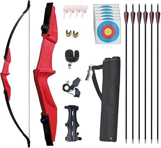 Archery Takedown Recurve Bow and Arrow Set Left/Rght Hand Longbow Kit Beginner Outdoor Hunting Shooting Practice 20lb 30lb 40lb