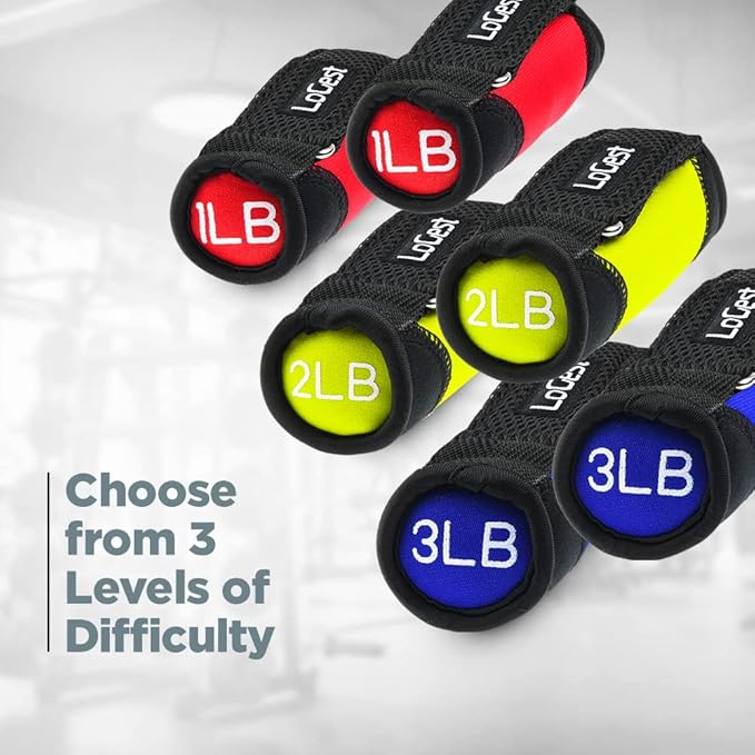 LoGest Soft Hand Weights Adjustable Straps - Comes in 1LB Weights or 2LB or 3LB 4LB - Comfortable & Secure Weighted Neoprene Dumbbells with Straps for Walking Running Cardio Workout Physical Therapy