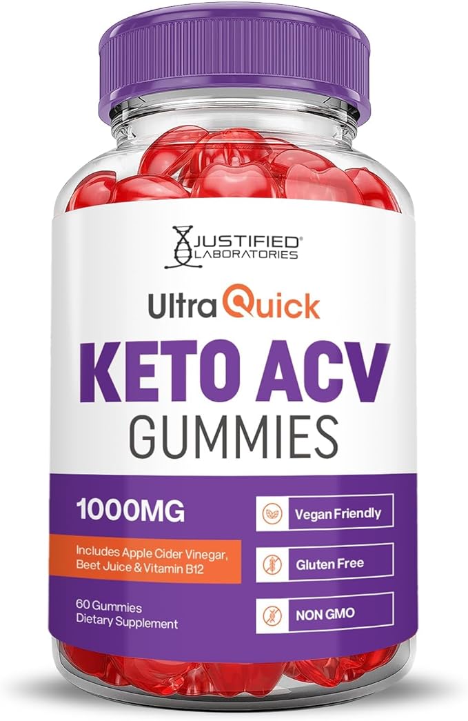 Justified Laboratories (5 Pack Ultra Quick Keto ACV B12 Vegan Non GMO 300 Gummies