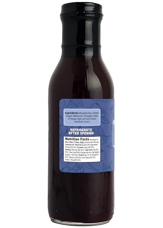 Green Jay Gourmet Blueberry Balsamic Salad Dressing – All Natural, Handcrafted in USA – Sweet & Tangy – Great for Salads, Marinades, Roasted Veggies & More – 12 Ounces