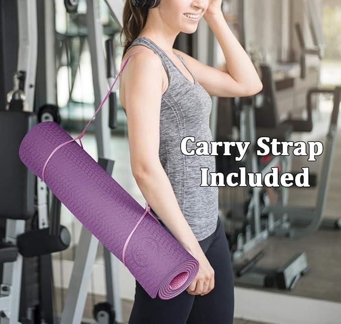 IUGA Yoga Mat Non Slip Anti-tear Pilates Mat Eco Friendly Hot Yoga Mats Thick for Workout & Exercise(72"x 24"x 6mm)