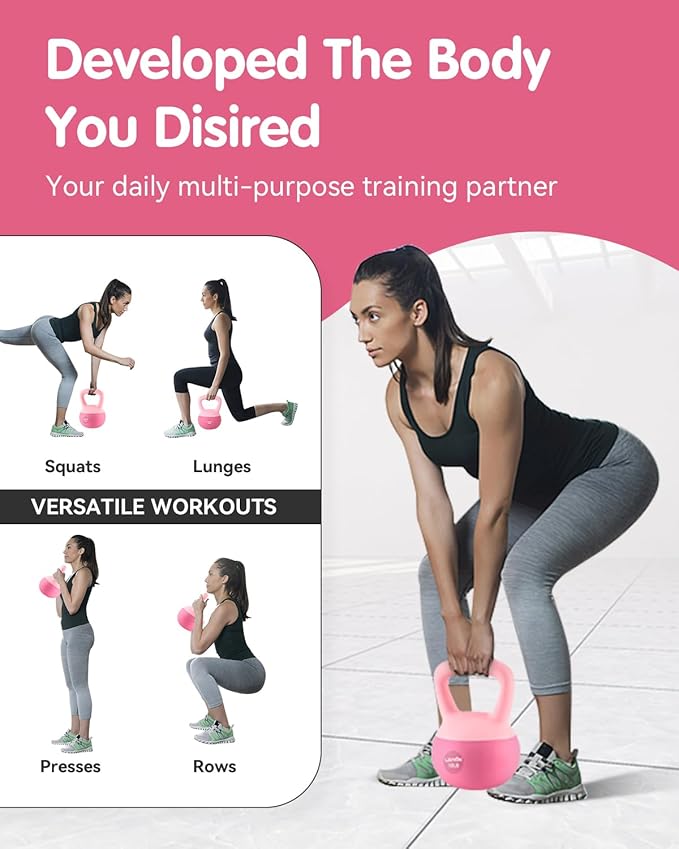 Soft Kettlebell - Cushioned Impact-Resistant Base and Anti-Slip, Kettle bell Anti-Slip Grip Weight for Home Workouts, Safe Strength Training Kettlebells Sets for Women & Men, With Non-slip Gloves