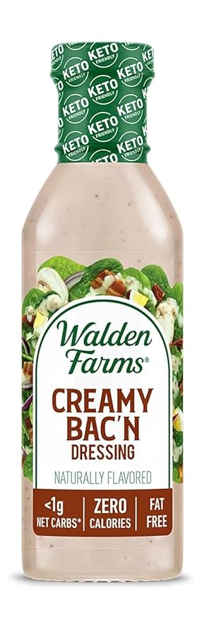 Walden Farms Creamy Bac’n Dressing – Low Carb, Calorie-Free, Gluten-Free, Keto-Friendly, Sugar-Free, Fat-Free, Dairy-Free Smoky Bacon Flavor – 12 oz Bottle