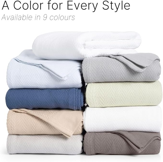 100% Cotton Herringbone Weave Blankets, 108" X 90" King, Throw Blanket for Bed, All Season Cotton Blanket, Cozy Blanket,Throws & Bed Blanket, Throw Blanket for Couch, Modern Home Decor -Tusk