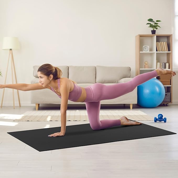 VEVOR Large Exercise Mat, Non Slip High Density Premium Yoga Mat, Exercise Yoga Mat for Men Women, Fitness & Exercise Mat with Bag & Carry Strap, for All Types of Home Yoga, Pilate & Floor Workout