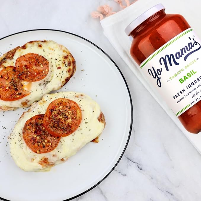 Yo Mama's Foods Keto Tomato Basil Pasta and Spaghetti Sauce - Pack of (3) - No Sugar Added, Low Carb, Low Sodium, Vegan, Gluten Free, Paleo Friendly, and Made with Whole, Non-GMO Tomatoes