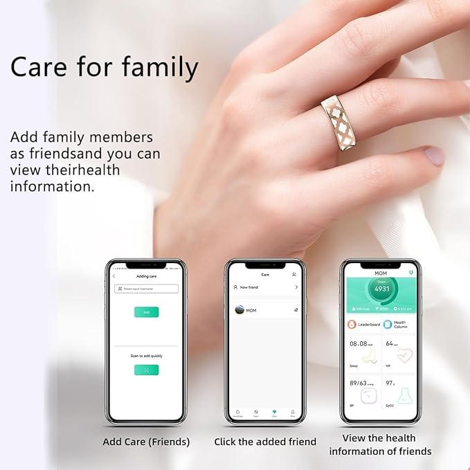 Smart Ring Health Tracker for Women Men, Fitness/Sleep/Stress/HR Tracker, Fitness Tracker with Steps, Distance & Calorie Count, iOS & Android Compatible, IP68 Waterproof (11#)