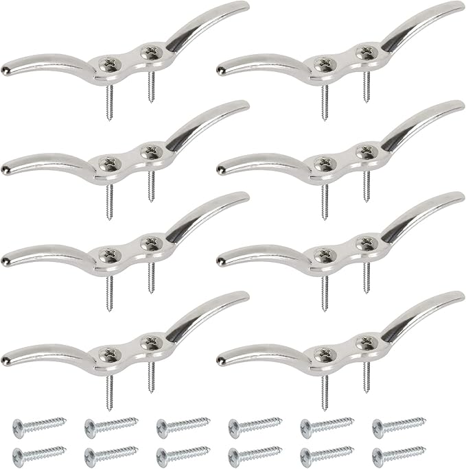 APACALI Metal Rope Cleats Boat Cleat 2 Inch 4 Inch 6 Inch Boat Flagpole Cleat Hook, Boat Deck Dock Cleats with Mounting Screws for Fixed Rope or Home Decor (Blinds Hook Curtains Sun Shade Ropes