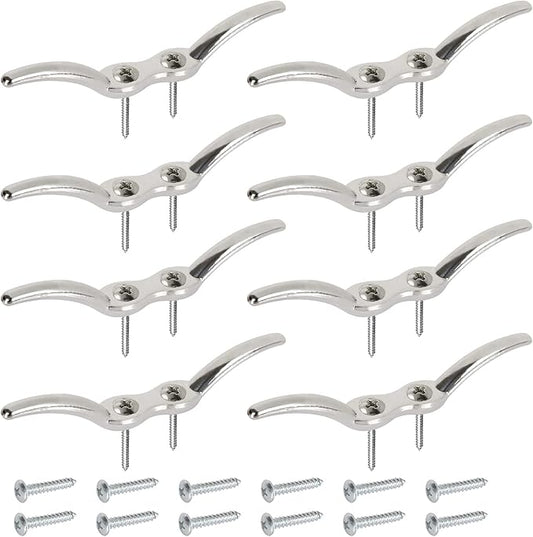 APACALI Metal Rope Cleats Boat Cleat 2 Inch 4 Inch 6 Inch Boat Flagpole Cleat Hook, Boat Deck Dock Cleats with Mounting Screws for Fixed Rope or Home Decor (Blinds Hook Curtains Sun Shade Ropes