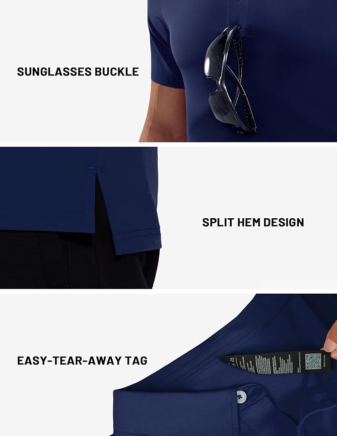 MIER Polo Shirts for Men Short Sleeve Dry Fit Performance Golf Tennis Active Collared Shirts, UPF 50+ Sun Protection