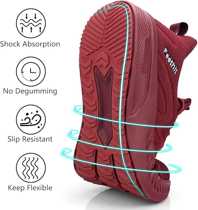 Feethit Mens Non Slip Walking Sneakers Lightweight Breathable Slip on Running Shoes Athletic Gym Tennis Shoes for Men