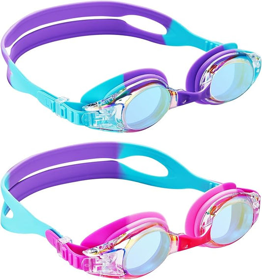 Aegend 2 Pack Kids Goggles, Swimming Goggles for Kids Age 4-16 Boys and Girls Youth, Anti-Fog Waterproof Anti-UV Pool Goggles