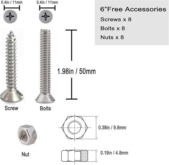 Boat Cleat Open Base Boat Cleat, Dock Cleat All 316 Stainless Steel Boat Mooring Accessories, Free Installation Accessories Screws(4/5 /6/8 inch)