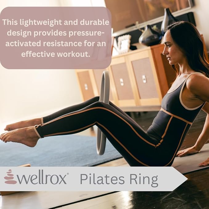 Pilates Ring and Carrying Bag- Lightweight Magic Circle Yoga Ring- Core, Thigh and Arm Exerciser for Yoga, Pilates, Strength Training (15 inches)