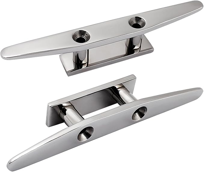 SHENGHUISS Boat Cleat 316 Stainless Steel Open Base Boat Dock Cleats with Fasteners, Marine Grade Rope Cleat for Boat, Dock, Deck, Kayak, Yacht, Nautical Decor (4"/5"/6"/8"/10")