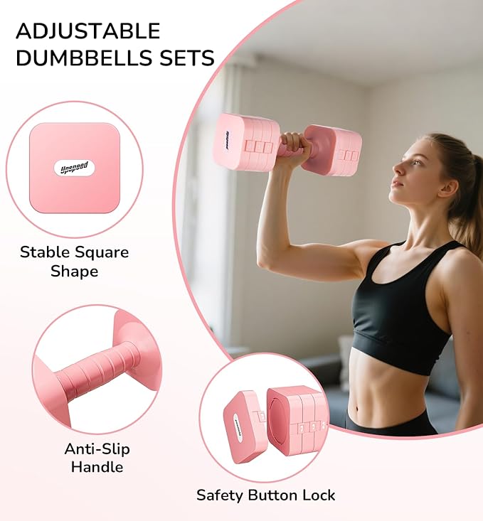 Adjustable Dumbbell Set for Women Men 16LB 20LB Hand Weights Dumbbells Sets Woman Exercise Fitness dumbbell Adjust dumbbells set of 2 for Home Gym Workout Strength Training Equipments