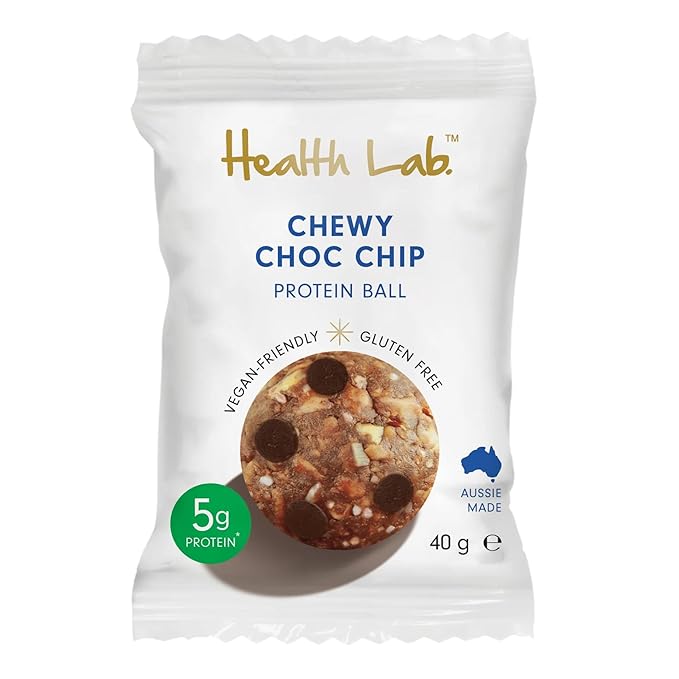 Health Lab - Vegan Protein Balls - Chewy Choc Chip and Peanut Butter 480g - (Pack of 12)