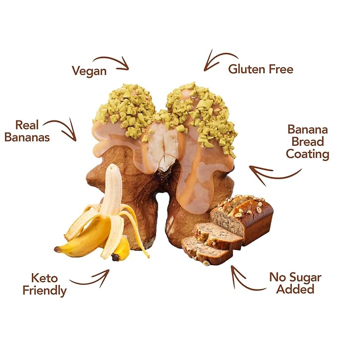 Earthside Farms Banana Bread Walnuts 1oz, 8 Pack – Vegan, Gluten-Free, Low Carb, Keto Friendly Snack – Sweet & Crunchy Candied Walnuts with Real Banana Flavor – Perfect for On-the-Go, Work, School