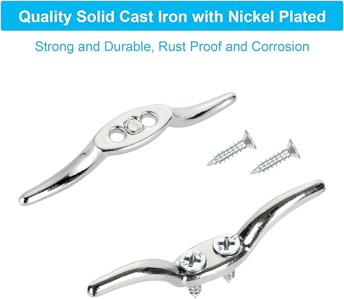 APACALI Metal Rope Cleats Boat Cleat 2 Inch 4 Inch 6 Inch Boat Flagpole Cleat Hook, Boat Deck Dock Cleats with Mounting Screws for Fixed Rope or Home Decor (Blinds Hook Curtains Sun Shade Ropes