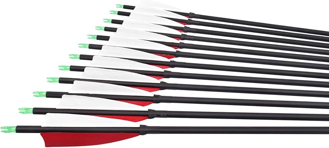 YLS 500 Spine Arrows 30 Inch Carbon Arrows 4" Turkey Feather Archery Target Practice Hunting Arrows with for Recurve Bow Long Bow