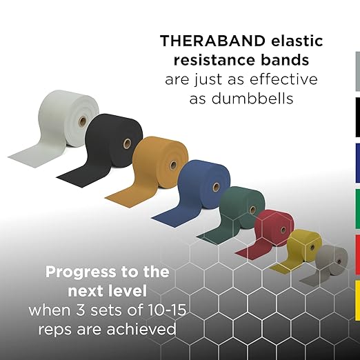 THERABAND Professional Latex Resistance Bands, Individual 6 Ft Elastic Band for Upper & Lower Body Exercise, Physical Therapy, Pilates, At-Home Workouts, 6 Foot, Silver, Super Heavy, Level 7