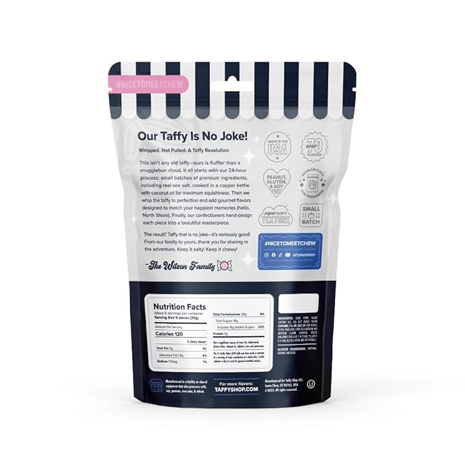 Taffy Shop Choco Coco Loco, Chocolate, Coconut, Caramel Salt Water Taffy Gourmet Soft Chewy Candy, Bulk Sweet Snack, Fresh Gift & Gluten-Free, 140 Individually Wrapped Pieces (32oz)