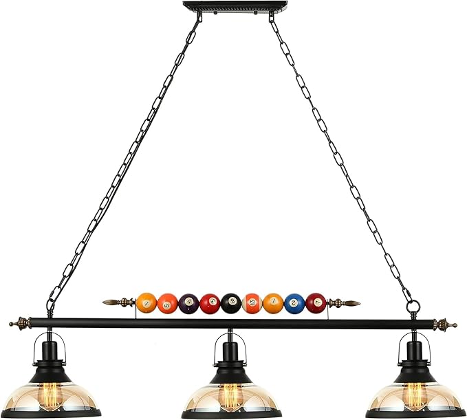 MADISH Billiard Pendant Lights, Retro Island Light Fixtures, for 7'-8' Hanging Pool Table Lights for Bar, Cafe, Billiards Room, Snooker Table, Kitchen Island, Beer Party