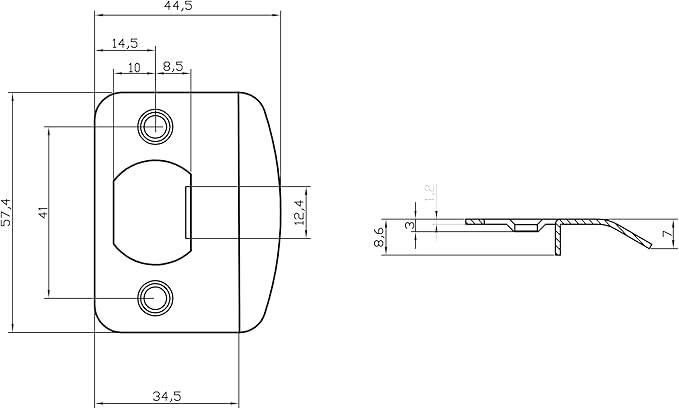Replacement Products Strike Plate Full Lip 1/4", 2-1/4 Inches, 1-5/8" Center-to-Center, Radius Corner for Knob or Lever Door Lock in Satin Nickel Finish 3 PCS