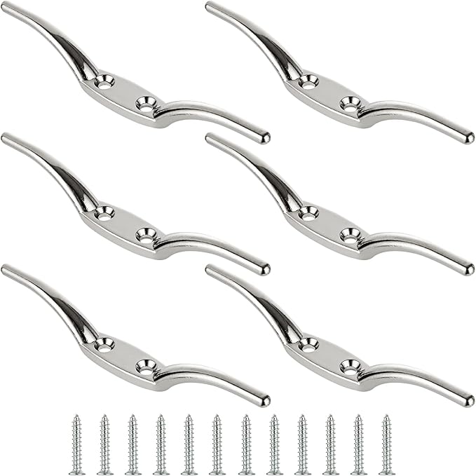 APACALI Metal Rope Cleats Boat Cleat 2 Inch 4 Inch 6 Inch Boat Flagpole Cleat Hook, Boat Deck Dock Cleats with Mounting Screws for Fixed Rope or Home Decor (Blinds Hook Curtains Sun Shade Ropes