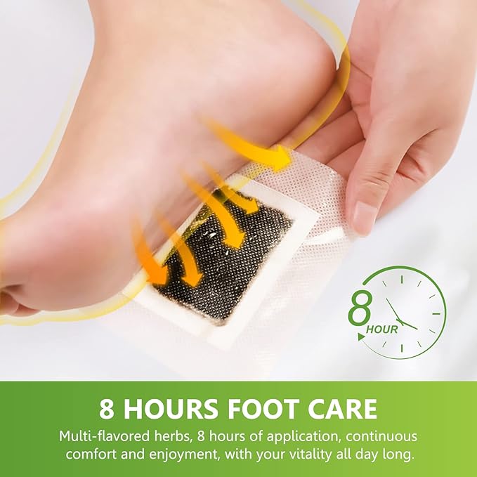 20PCS Foot Pads, Natural Bamboo Vinegar Ginger Powder Foot Pad for Foot Care, Deep Cleansing Foot Pads