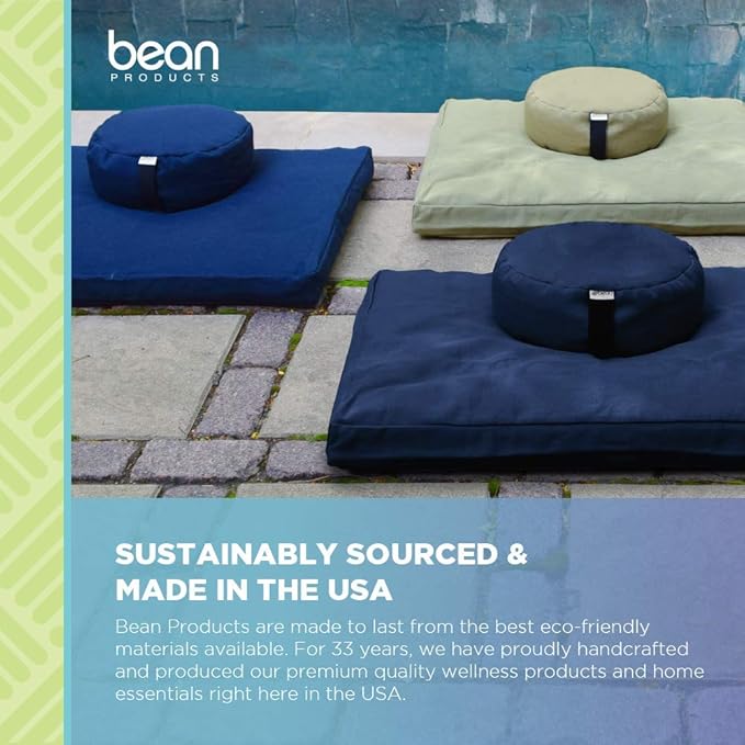 BEAN PRODUCTS MEDITATION CUSHION - Zabuton Meditation Pillows for Sitting on Floor, Yoga Cushion, Cotton Yoga Pillow, Zen Kneeling Prayer Pad- MADE IN USA - Standard 24x24x2, ROYAL BLUE