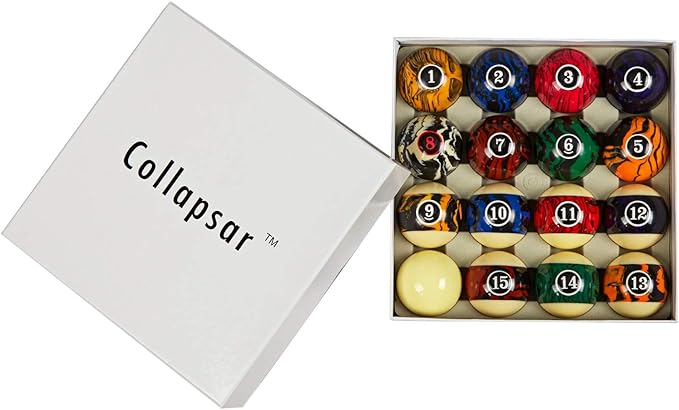 Collapsar Deluxe 2-1/4" Billiard Pool Balls Marble-Swirl Style Billiards Ball Complete 16 Ball Set (Several Style Available)