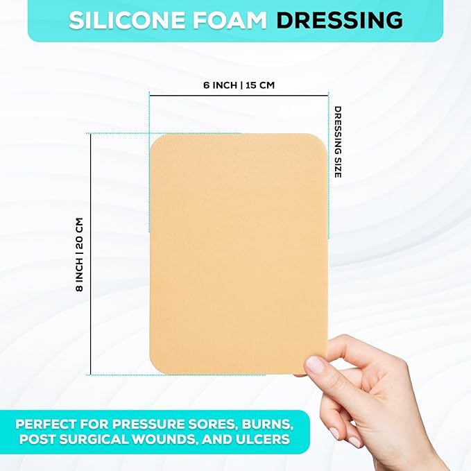 MedVance TM Silicone - Silicone Adhesive Foam Absorbent Dressing, 6"x8", Box of 5 dressings