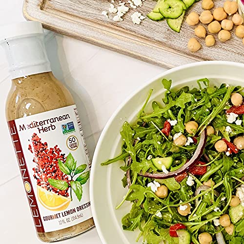 LEMONETTE Sugar Free, Low Cal, Low Fat Salad Dressing: Mediterranean Herb with Sumac- 1 Gourmet 12oz bottle - Gluten Free, Vinegar Free, Soy Free, Canola Free, Vegan Certified